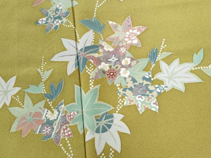 平和屋着物●訪問着　刺繍　楓枝花文　金糸　正絹　逸品　CAAZ3455yc