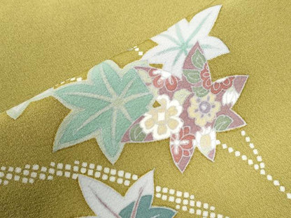 平和屋着物●訪問着　刺繍　楓枝花文　金糸　正絹　逸品　CAAZ3455yc