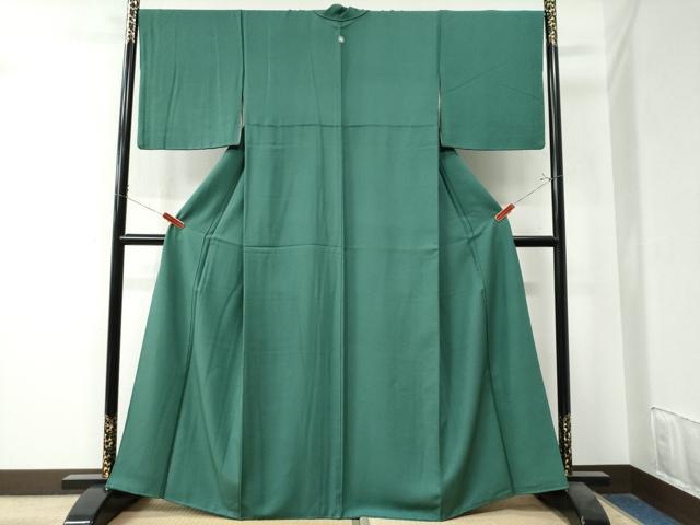 平和屋着物●上質な色無地　緑青色　正絹　逸品　CAAZ3476yc
