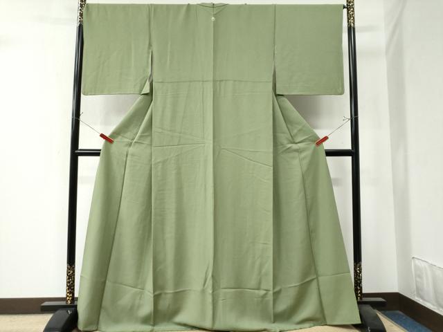 平和屋着物●上質な色無地 紗綾形地紋 柳茶色 正絹 逸品 CAAZ3479yc