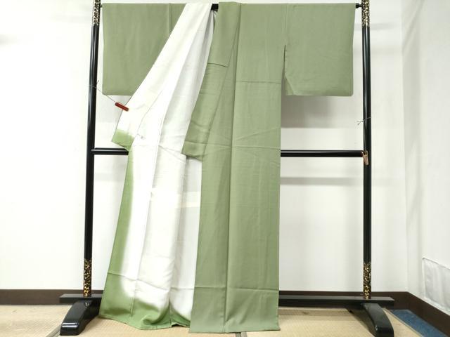 平和屋着物●上質な色無地 紗綾形地紋 柳茶色 正絹 逸品 CAAZ3479yc