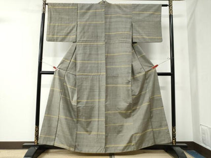 平和屋着物●上質な紬　横縞　正絹　逸品　CAAZ3480yc
