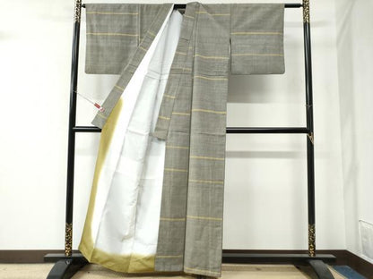 平和屋着物●上質な紬　横縞　正絹　逸品　CAAZ3480yc