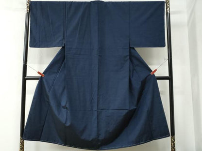 平和屋着物●男性 紬 色無地 鉄紺色 正絹 逸品 未使用 CAAZ3489yc