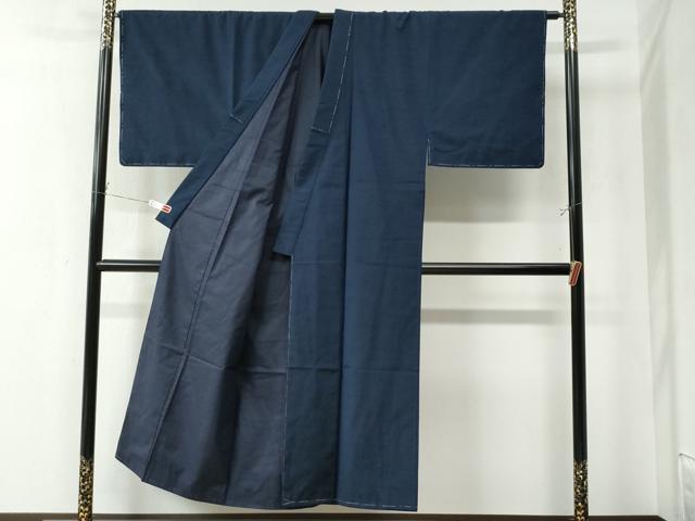 平和屋着物●男性 紬 色無地 鉄紺色 正絹 逸品 未使用 CAAZ3489yc