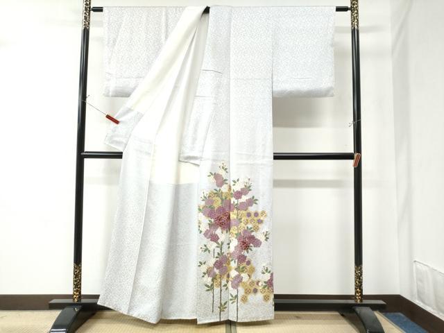 平和屋着物●豪華色留袖　駒刺繍　亀甲枝花文　金彩　正絹　逸品　CAAZ3491yc