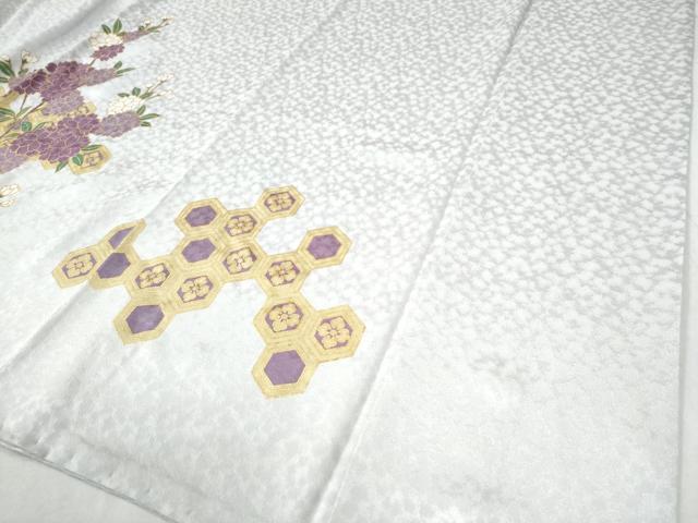 平和屋着物●豪華色留袖　駒刺繍　亀甲枝花文　金彩　正絹　逸品　CAAZ3491yc