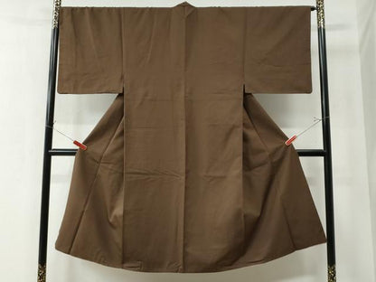 平和屋着物●男性　紬　色無地　憲法色　正絹　逸品　CAAZ3497yc