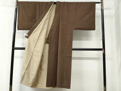 平和屋着物●男性　紬　色無地　憲法色　正絹　逸品　CAAZ3497yc
