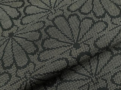 平和屋着物●上質な紬　菊　黒地　ロング丈　正絹　逸品　CAAZ3507yc