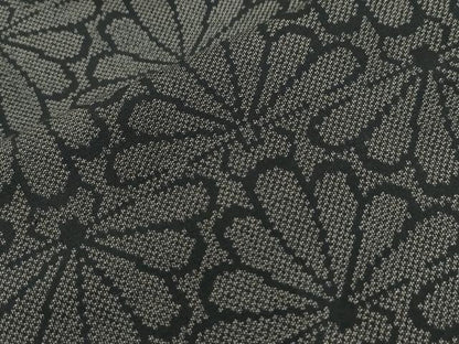 平和屋着物●上質な紬　菊　黒地　ロング丈　正絹　逸品　CAAZ3507yc