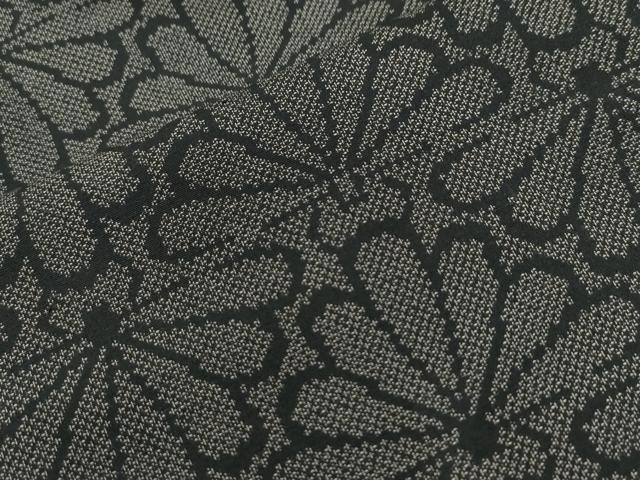 平和屋着物●上質な紬　菊　黒地　ロング丈　正絹　逸品　CAAZ3507yc
