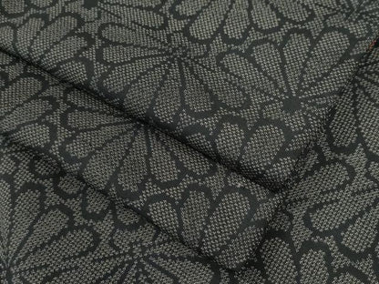 平和屋着物●上質な紬　菊　黒地　ロング丈　正絹　逸品　CAAZ3507yc