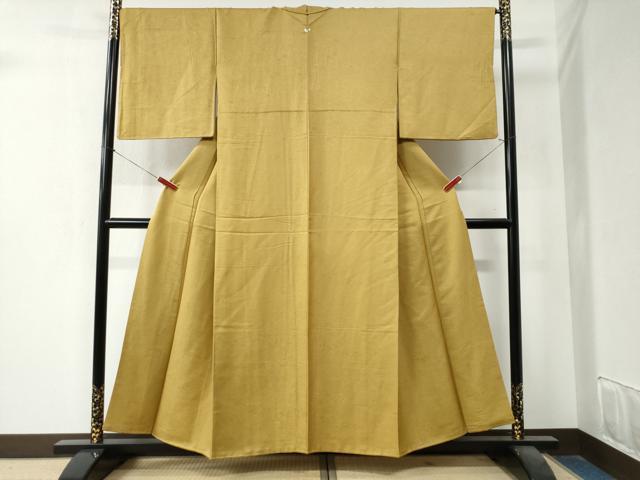 平和屋着物●上質な色無地　花松地紋　黄朽葉色　正絹　逸品　CAAZ3519yc