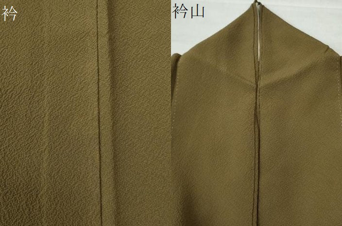 平和屋着物●上質な色無地　鶯茶色　正絹　逸品　CAAZ3537yc