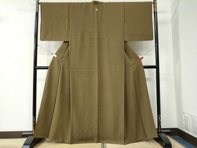 平和屋着物●上質な色無地　鶯茶色　正絹　逸品　CAAZ3537yc