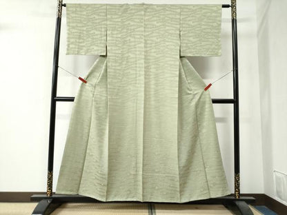 平和屋着物●上質な色無地　草花地紋　枯草色　正絹　逸品　CAAZ3538yc