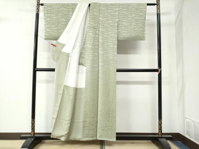 平和屋着物●上質な色無地　草花地紋　枯草色　正絹　逸品　CAAZ3538yc