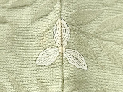 平和屋着物●上質な色無地　草花地紋　枯草色　正絹　逸品　CAAZ3538yc