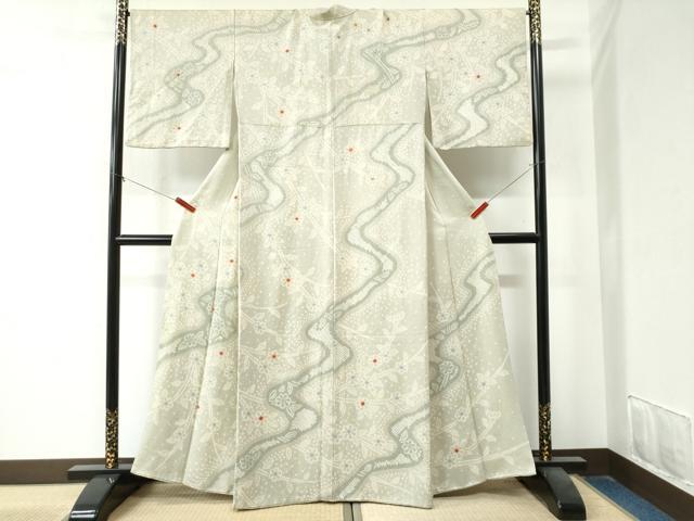 平和屋着物●上質な小紋　絞り　草花文　正絹　逸品　CAAZ3576yc