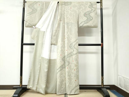 平和屋着物●上質な小紋　絞り　草花文　正絹　逸品　CAAZ3576yc