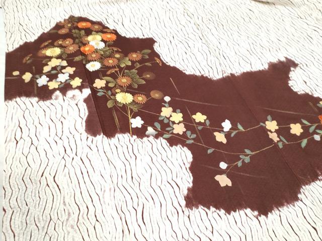 平和屋着物●訪問着　杢目絞り　刺繍　草花文　金彩　正絹　逸品　CAAZ3600yc
