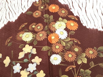 平和屋着物●訪問着　杢目絞り　刺繍　草花文　金彩　正絹　逸品　CAAZ3600yc