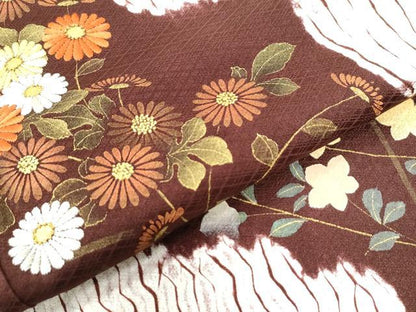 平和屋着物●訪問着　杢目絞り　刺繍　草花文　金彩　正絹　逸品　CAAZ3600yc