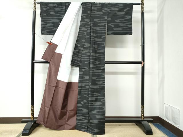 平和屋着物●本場大島紬　霞文　正絹　逸品　CAAZ3602yc