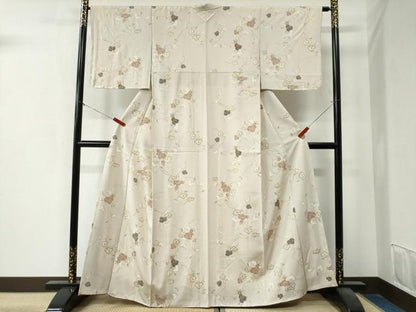 平和屋着物●上質な小紋　蔦の葉花文　金彩　正絹　逸品　未使用　CAAZ3607yc
