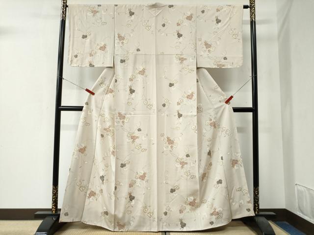 平和屋着物●上質な小紋　蔦の葉花文　金彩　正絹　逸品　未使用　CAAZ3607yc