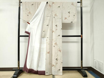 平和屋着物●上質な小紋　蔦の葉花文　金彩　正絹　逸品　未使用　CAAZ3607yc