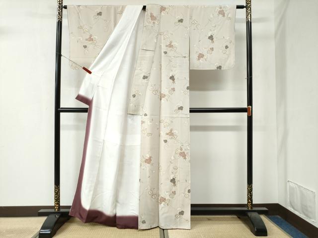 平和屋着物●上質な小紋　蔦の葉花文　金彩　正絹　逸品　未使用　CAAZ3607yc