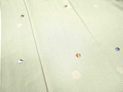 平和屋着物●上質な小紋　刺繍　縞　吉祥文　正絹　逸品　CAAZ3638yc