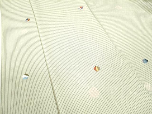 平和屋着物●上質な小紋　刺繍　縞　吉祥文　正絹　逸品　CAAZ3638yc