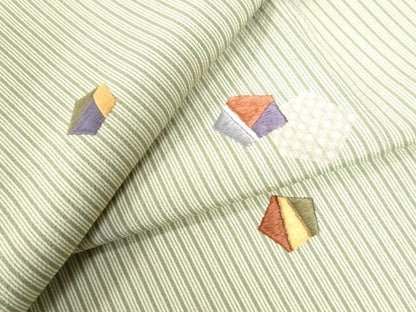 平和屋着物●上質な小紋　刺繍　縞　吉祥文　正絹　逸品　CAAZ3638yc