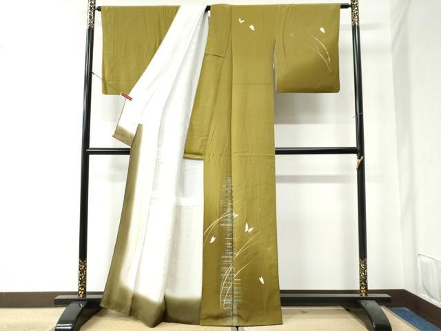 平和屋着物●訪問着 花蝶文 暈し染め 金銀彩 正絹 逸品 CAAZ3643yc
