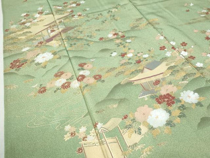 平和屋着物●訪問着　風景草花文　金彩　正絹　逸品　CAAZ3650yc