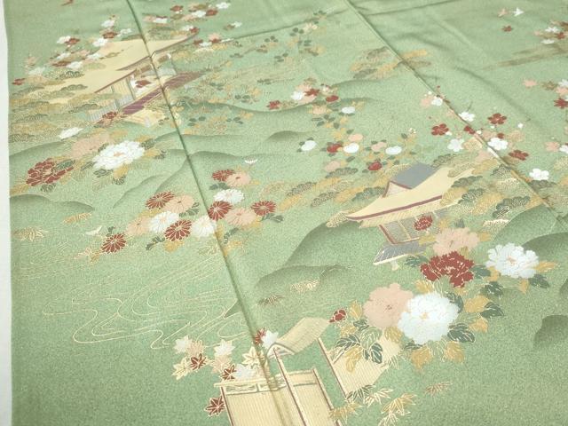 平和屋着物●訪問着　風景草花文　金彩　正絹　逸品　CAAZ3650yc