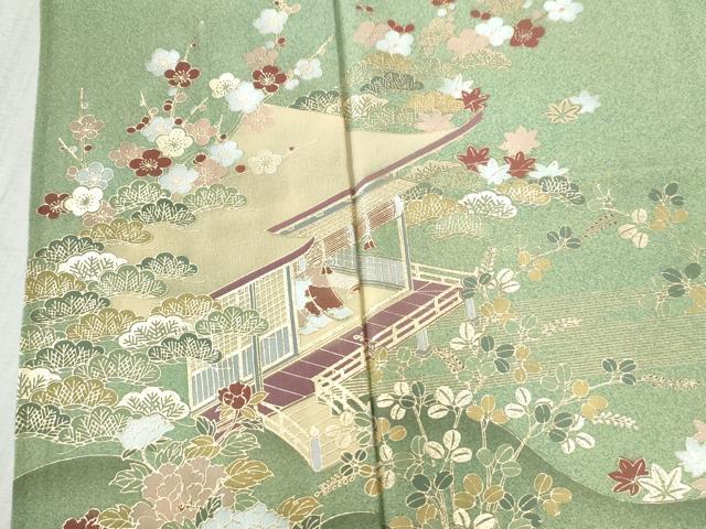 平和屋着物●訪問着　風景草花文　金彩　正絹　逸品　CAAZ3650yc