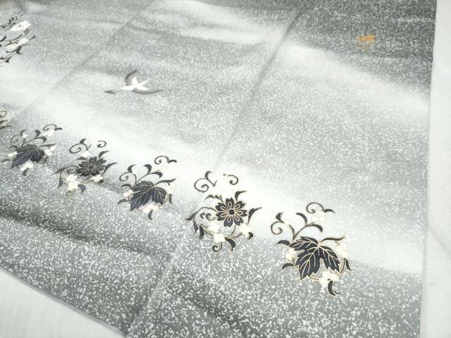 平和屋着物●訪問着 大内照氏作 螺鈿 尾長鳥花唐草文 暈し染め 金彩 正絹 逸品 CAAZ3659yc