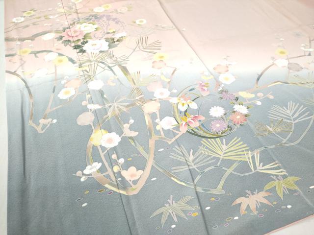 平和屋着物○訪問着 友禅 作家物 枝花文 暈し染め 正絹