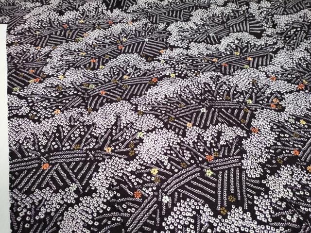 平和屋着物●訪問着　総絞り　刺繍　草花文　金彩　正絹　逸品　CAAZ3673yc