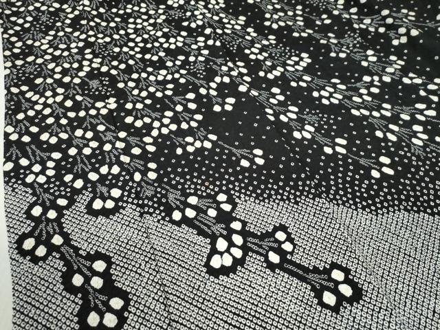 平和屋着物○訪問着 総絞り 枝蕾 黒地 正絹 逸品 CAAZ3674yc