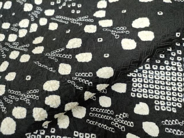 平和屋着物○訪問着 総絞り 枝蕾 黒地 正絹 逸品 CAAZ3674yc