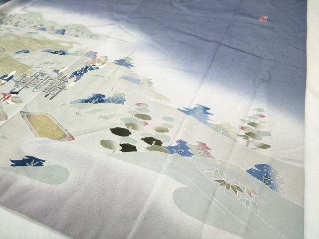 平和屋着物○京友禅伝統工芸士 坂東峰彩 訪問着 田植え 雀