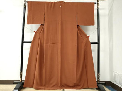 平和屋着物●上質な色無地　作家物　檜皮色　正絹　逸品　CAAZ3683yc