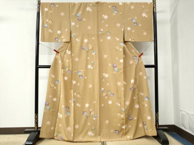 平和屋着物●上質な小紋 楓舞花文 金彩 正絹 逸品 CAAZ3701yc