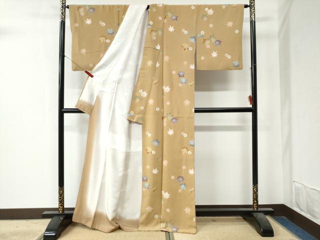 平和屋着物●上質な小紋 楓舞花文 金彩 正絹 逸品 CAAZ3701yc