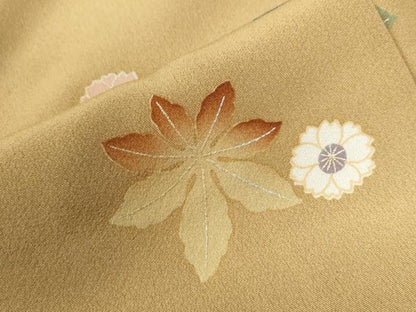 平和屋着物●上質な小紋 楓舞花文 金彩 正絹 逸品 CAAZ3701yc